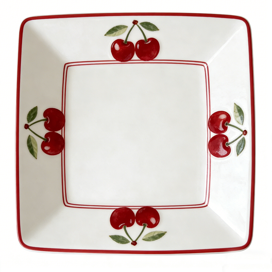 Sweet Cherry Square Ceramic Plate