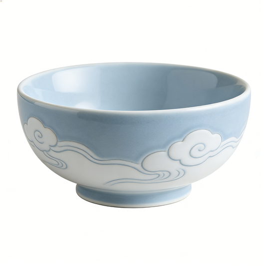 Blue Cloud Embossed Ceramic Bowl