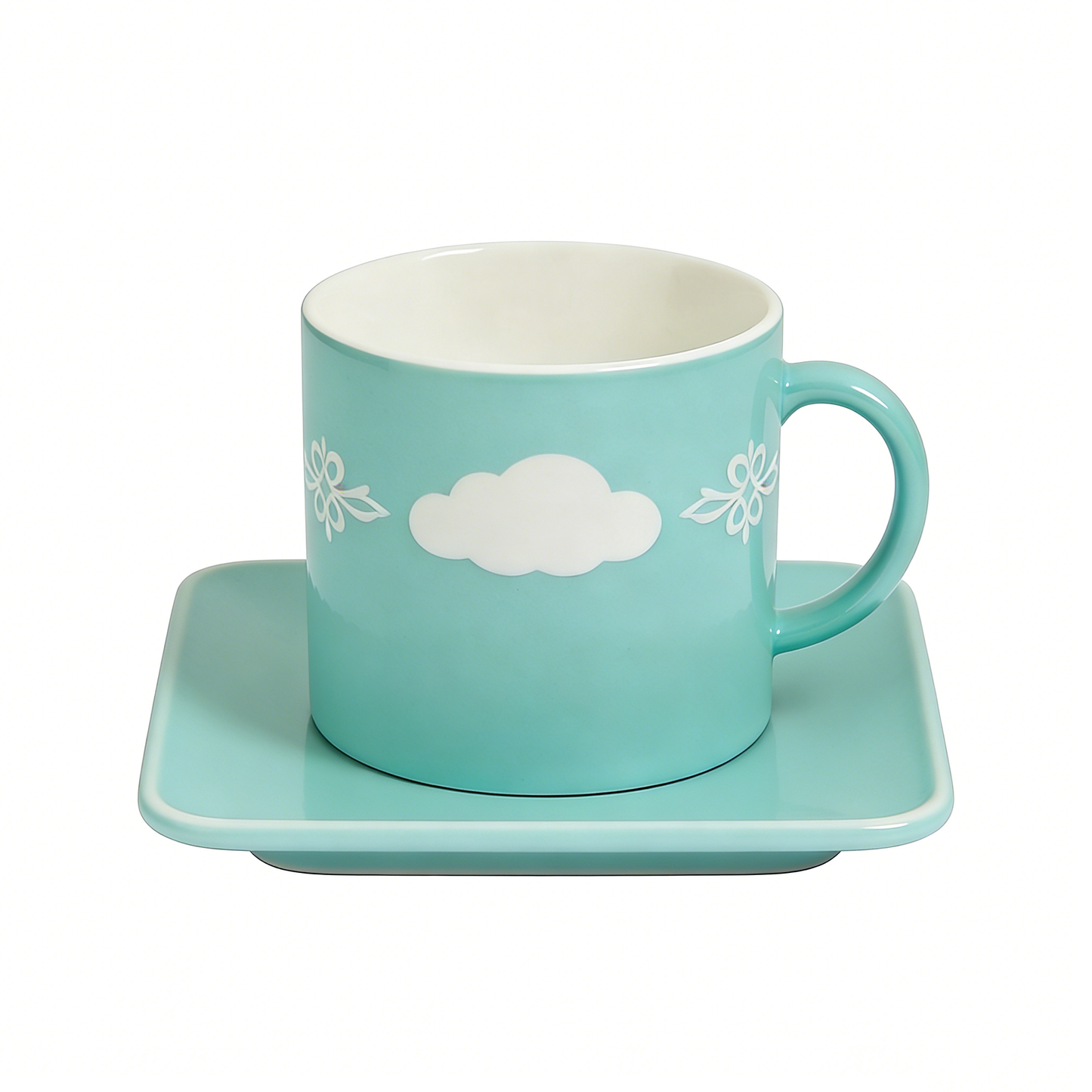 Turquoise Cloud Ceramic Cup & Saucer