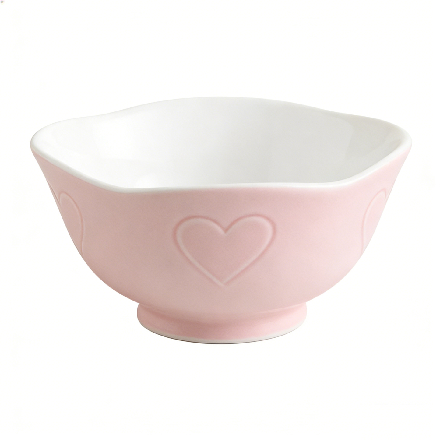 Pink Heart Embossed Ceramic Bowl