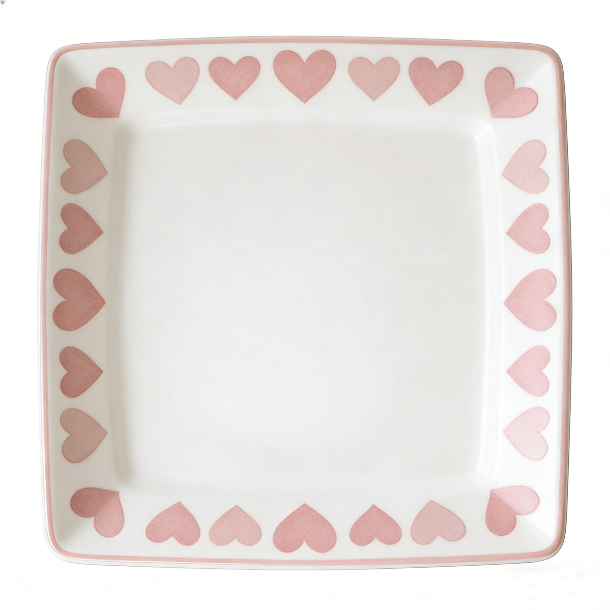 Sweet Pink Heart Square Ceramic Plate