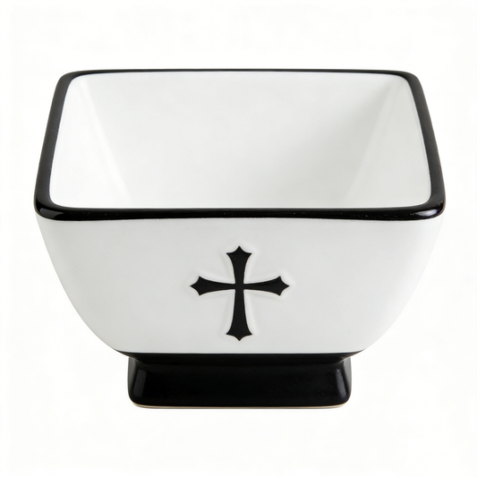 Black Cross Square Ceramic Bowl