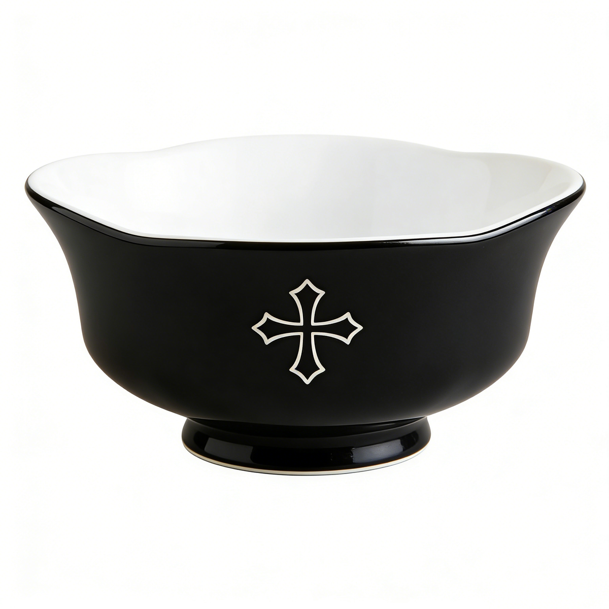 Black Cross Scallop Ceramic Bowl