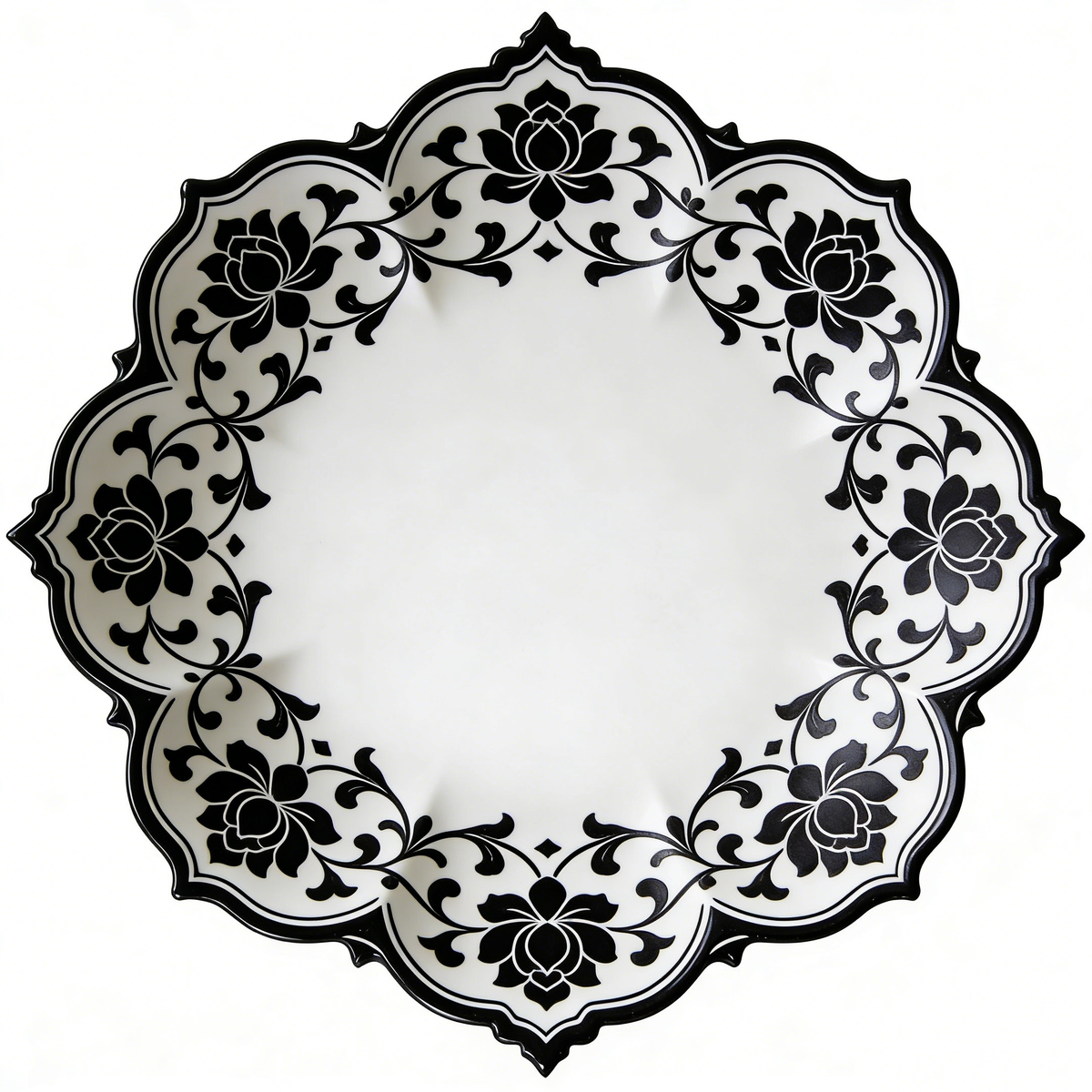 Lotus Floral Pattern Porcelain Plate