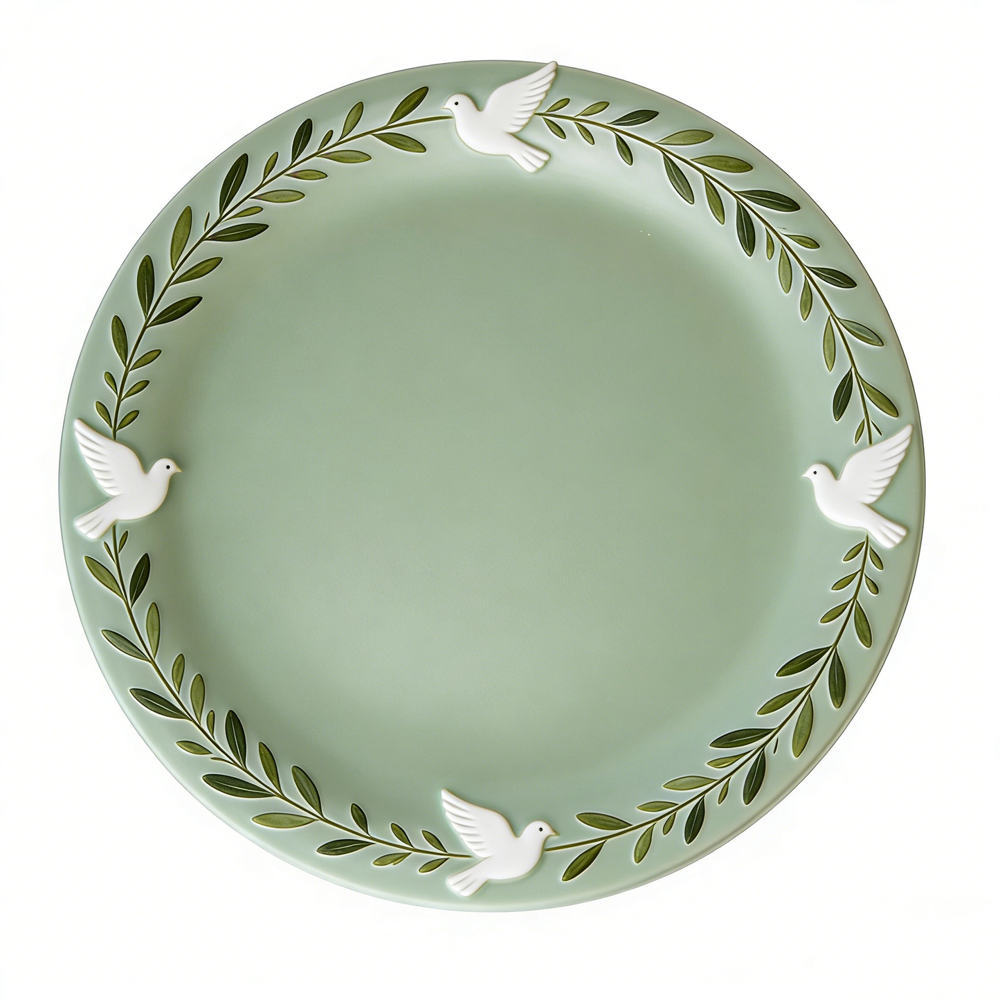 Peaceful Green Dove & Olive Plate