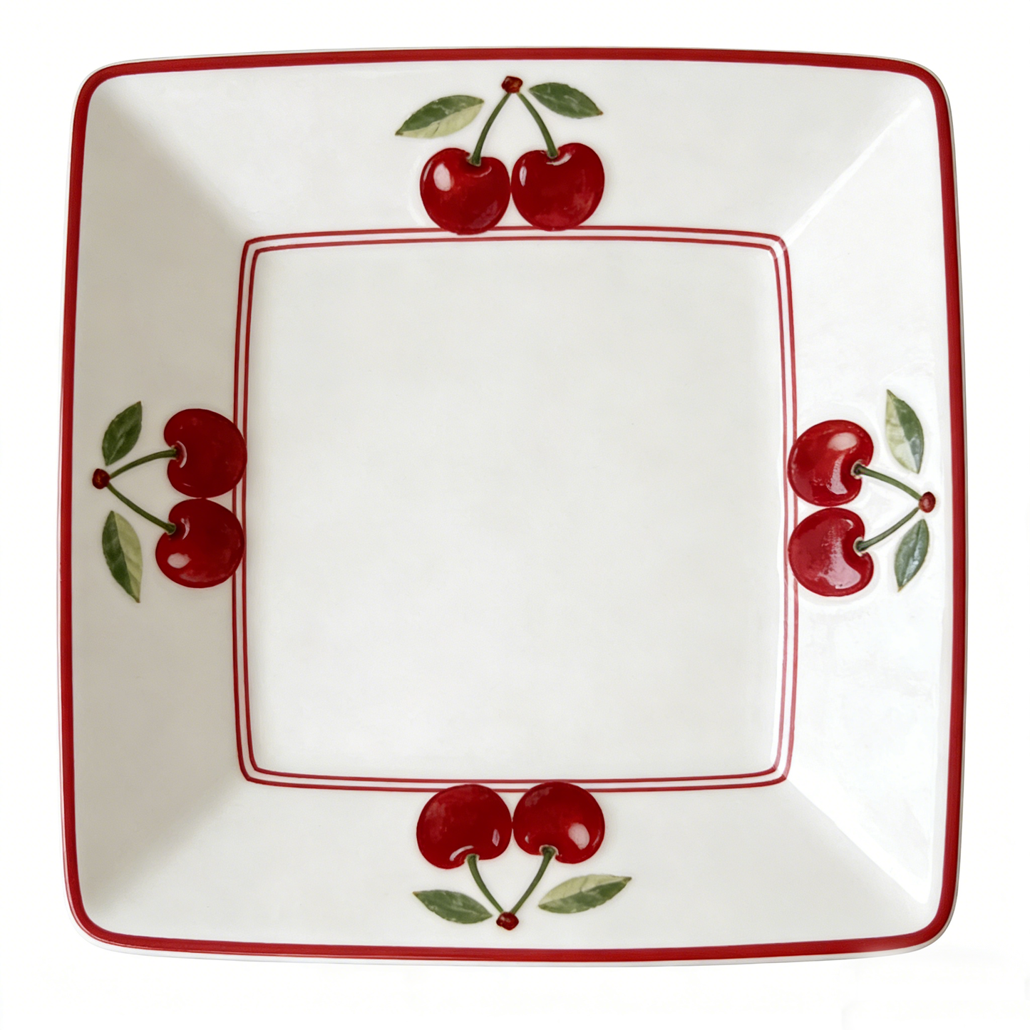 Sweet Cherry Square Ceramic Plate
