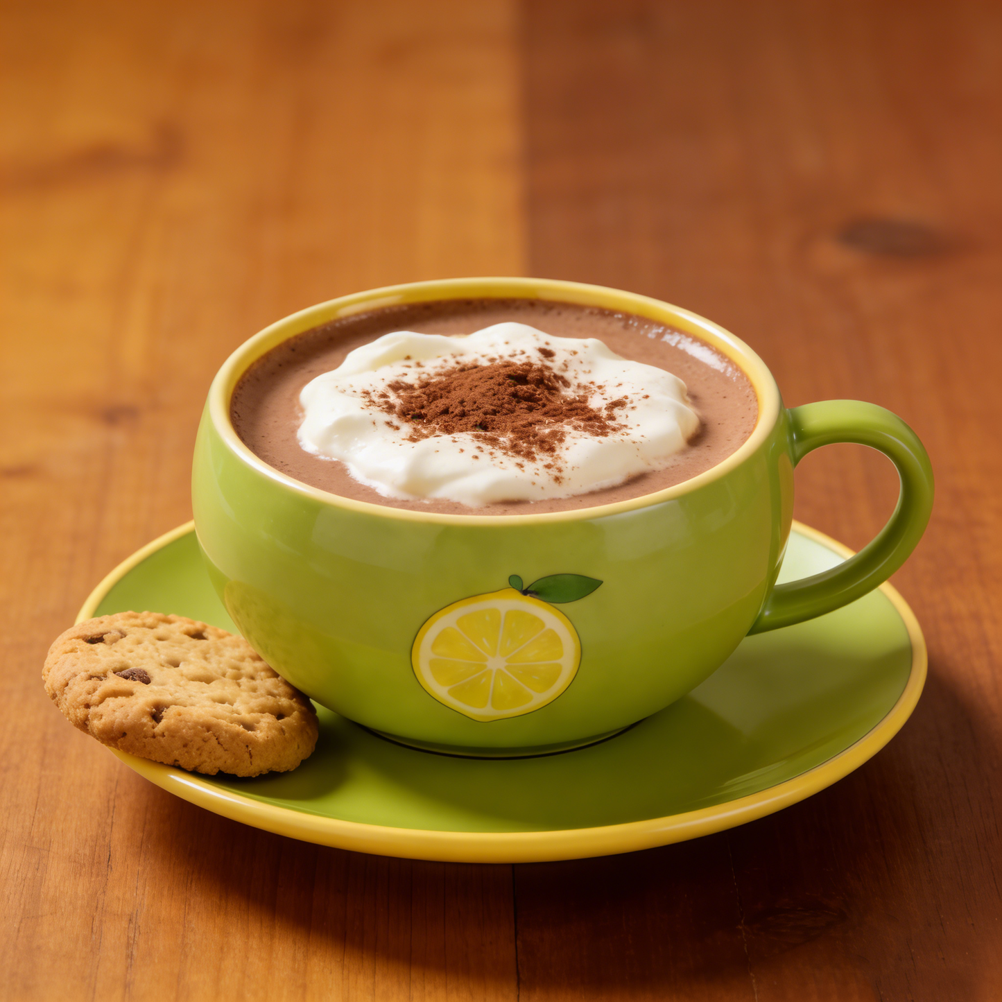 Green Lemon Ceramic Cup & Saucer