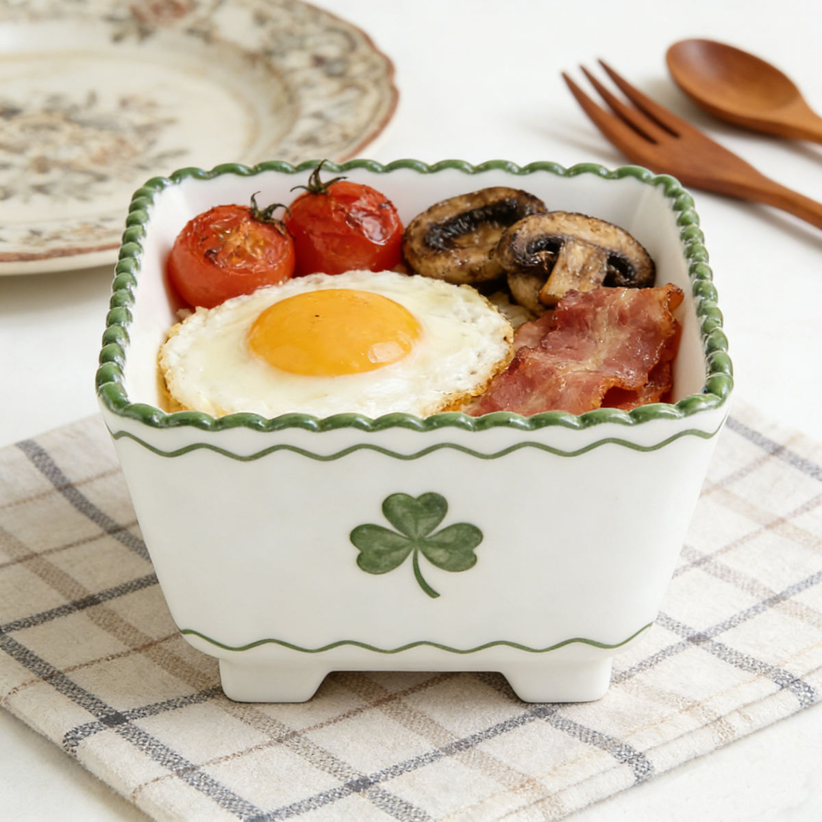 Shamrock Square Footed Ceramic Bowl