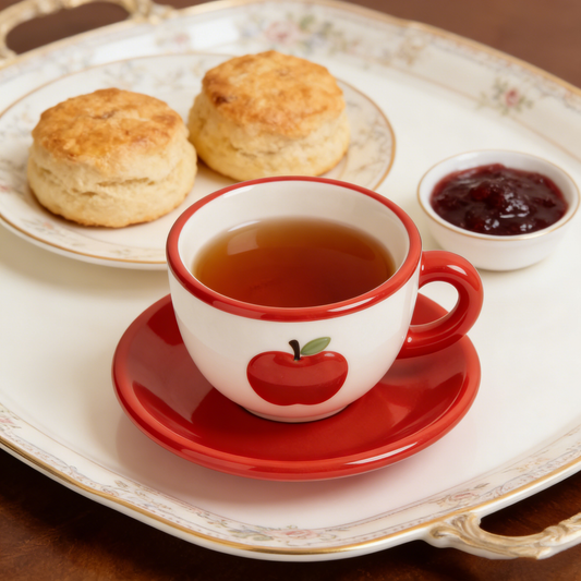 Red Apple Ceramic Cup & Saucer