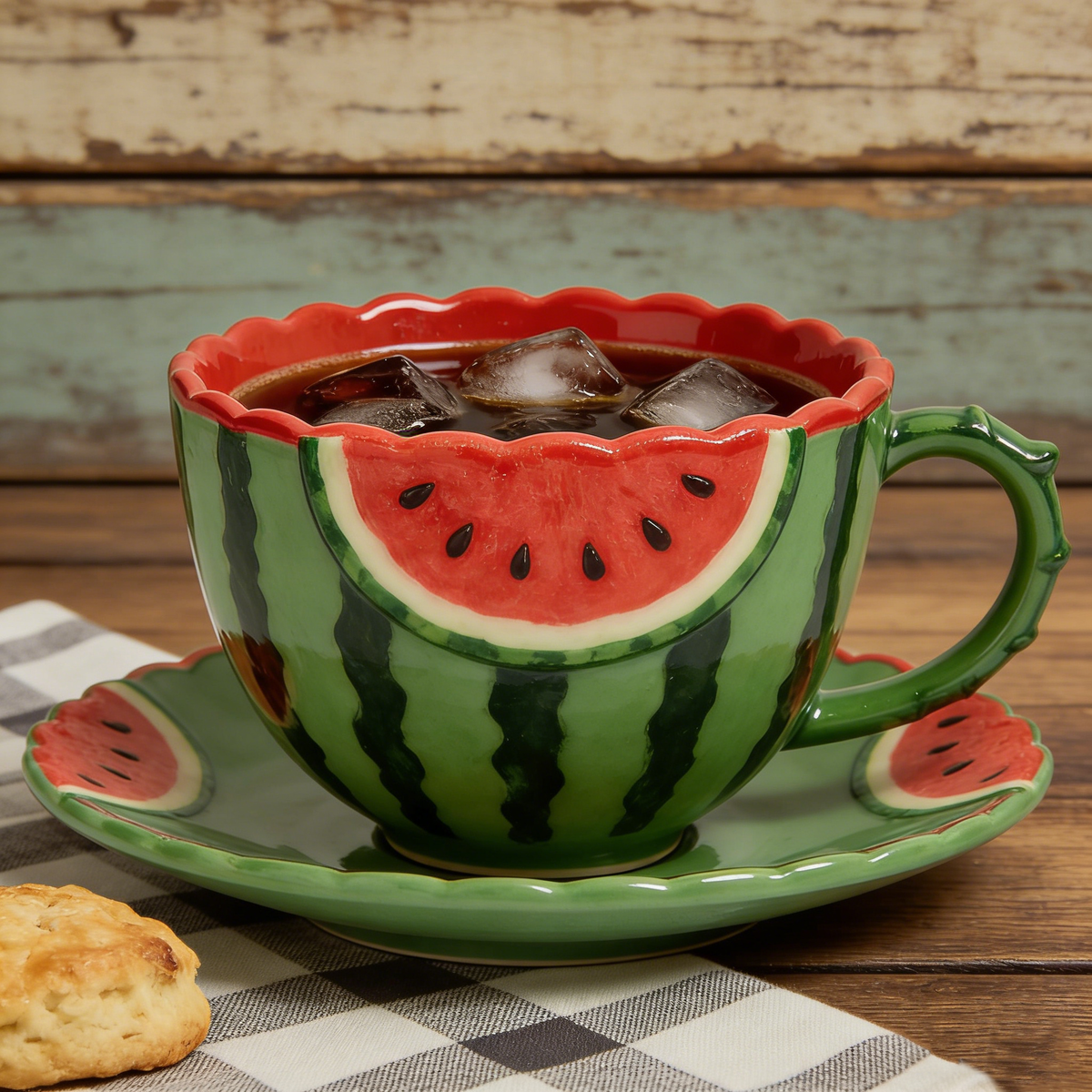 3D Watermelon Ceramic Cup & Saucer