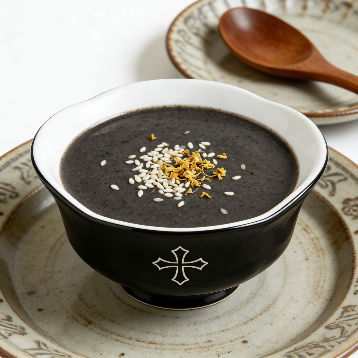 Black Cross Scallop Ceramic Bowl