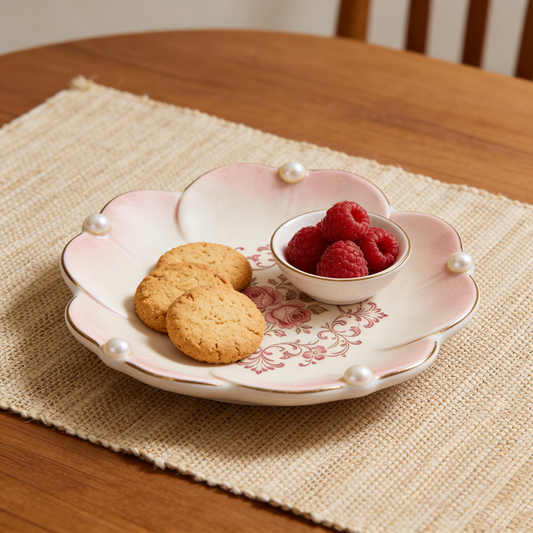 Luxury Vintage Rose Pearl Plate