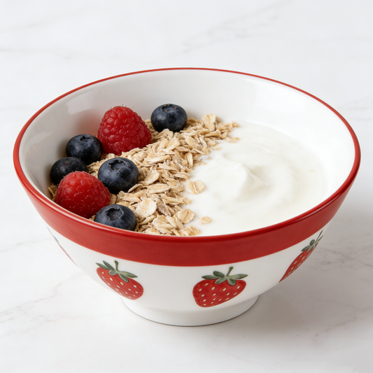 Strawberry Red Rim Ceramic Bowl