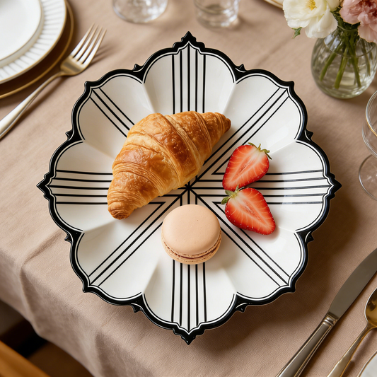 Geometric Lotus Edge Ceramic Plate