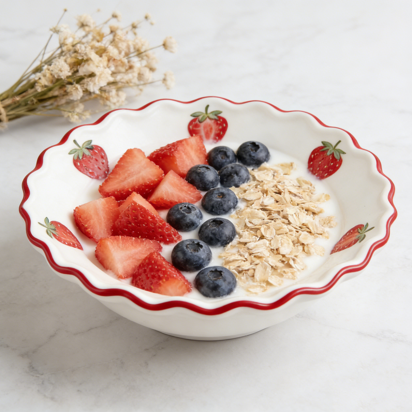 Strawberry Scallop Ceramic Bowl