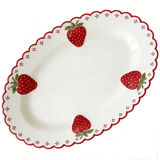 Cute Strawberry Oval Ceramic Plate