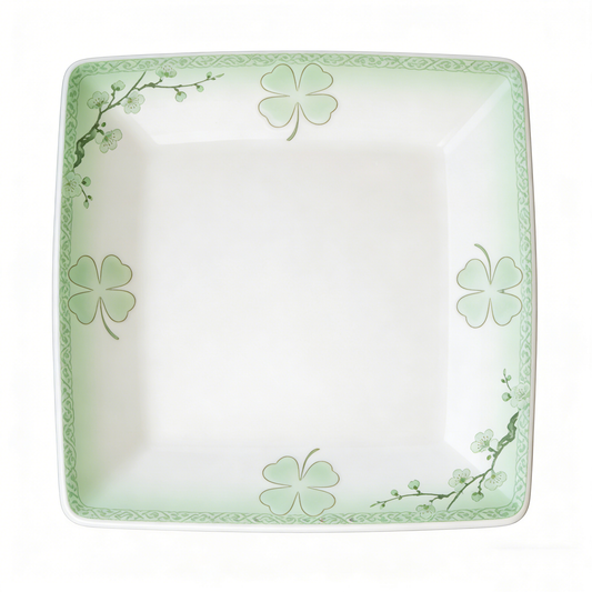 Elegant Clover & Plum Blossom Square Plate