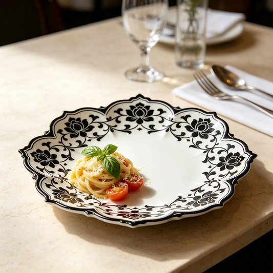 Lotus Floral Pattern Porcelain Plate