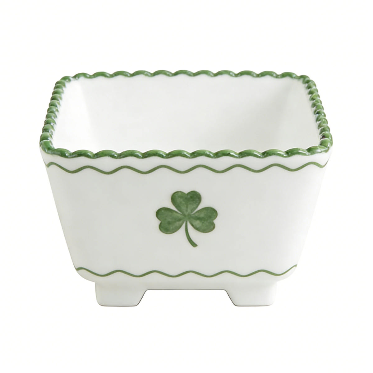 Shamrock Square Footed Ceramic Bowl