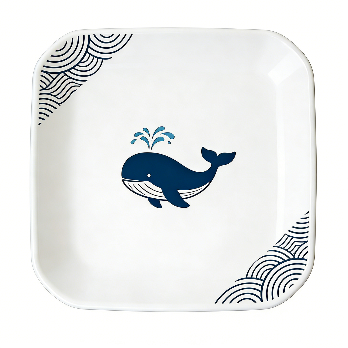 Playful Whale & Wave Square Plate
