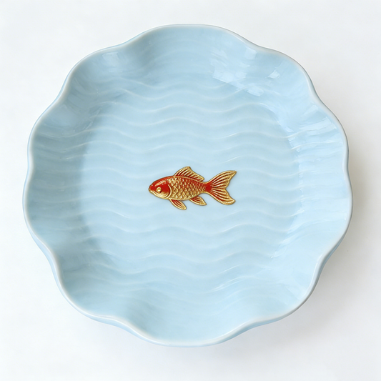 Lucky Goldfish Wave Round Plate