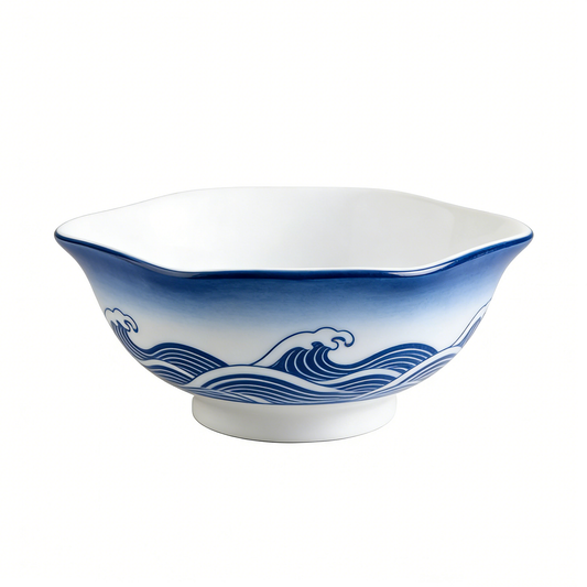 Blue Wave Octagon Ceramic Bowl