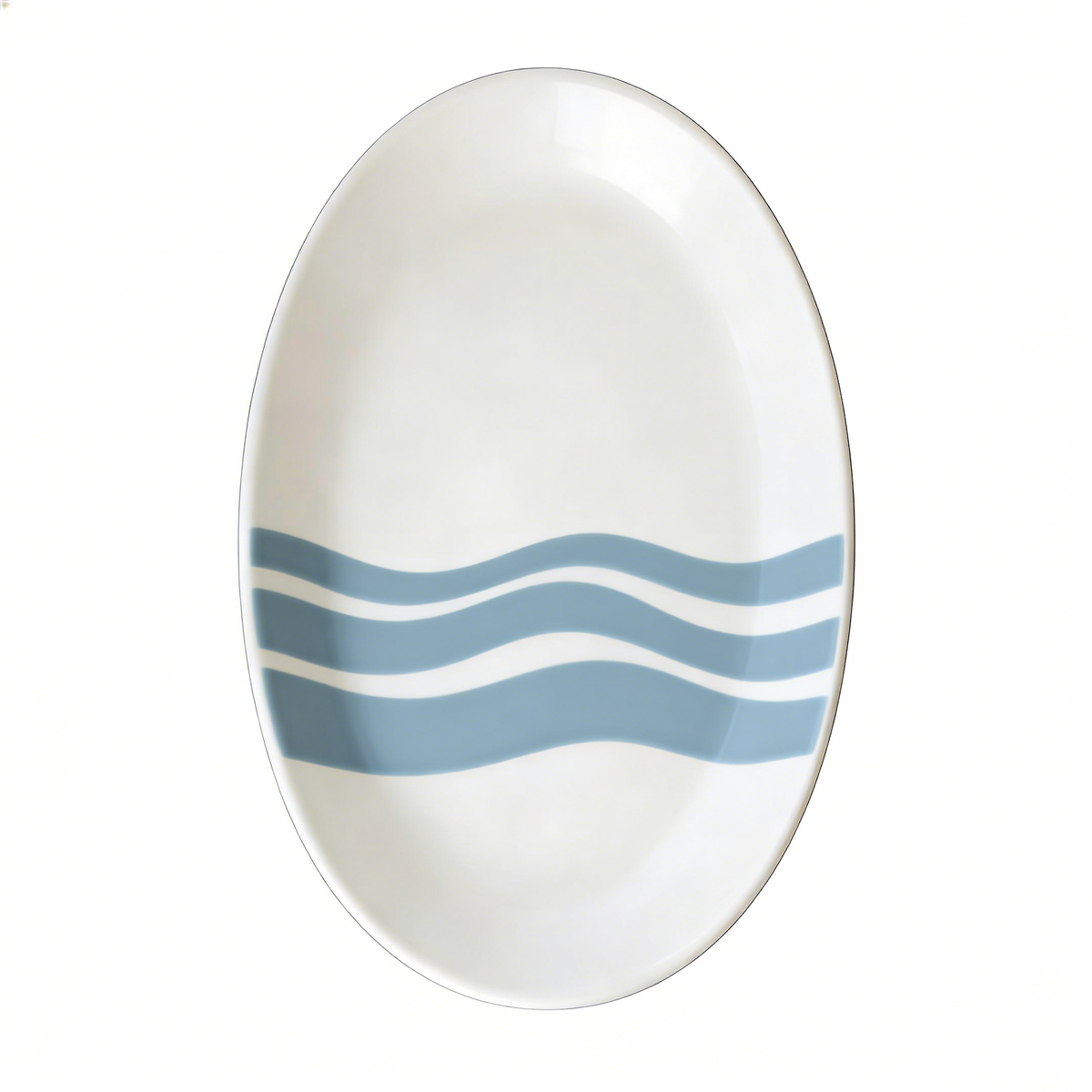 Minimalist Blue Wave Oval Plate