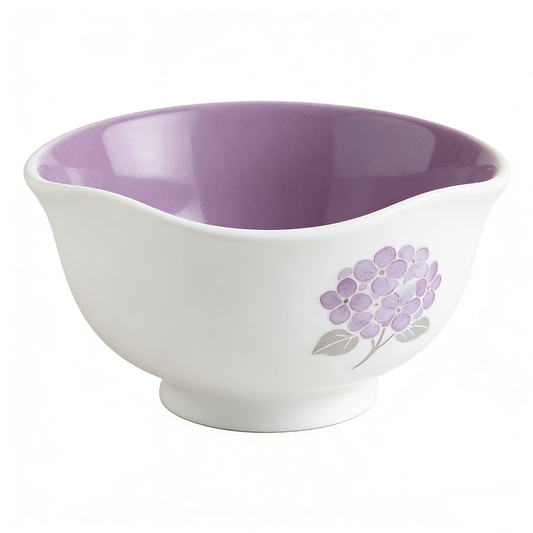 Purple Hydrangea Scallop Ceramic Bowl