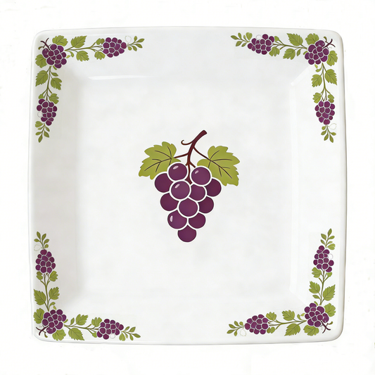 Vibrant Grape Square Ceramic Plate