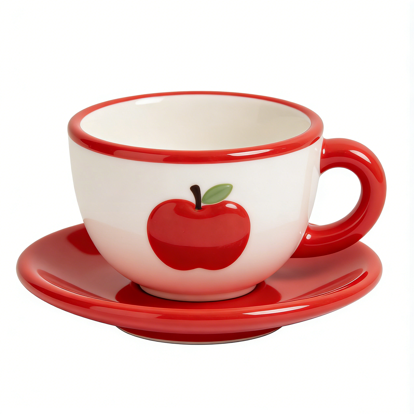 Red Apple Ceramic Cup & Saucer