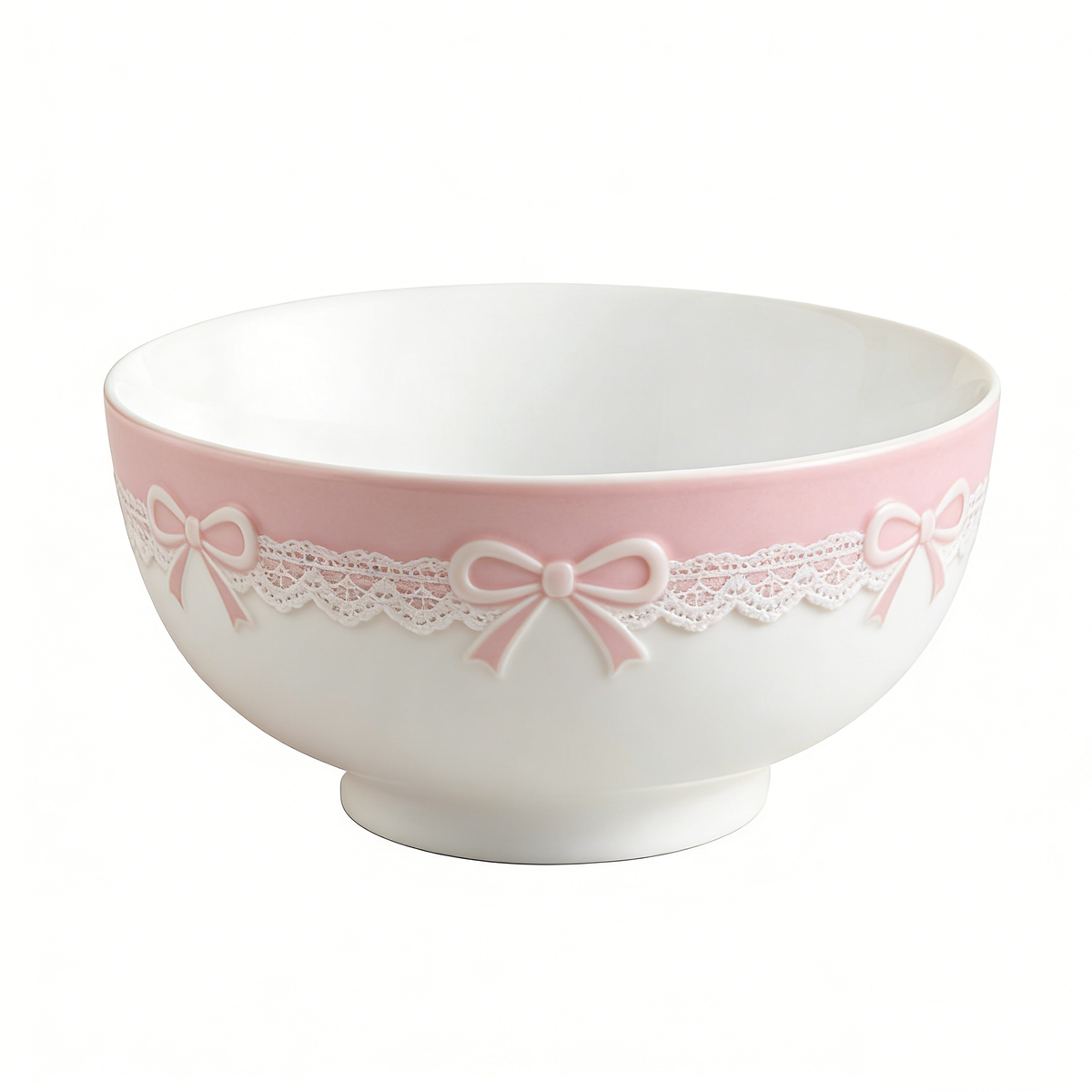 Pink Bow Lace Ceramic Bowl