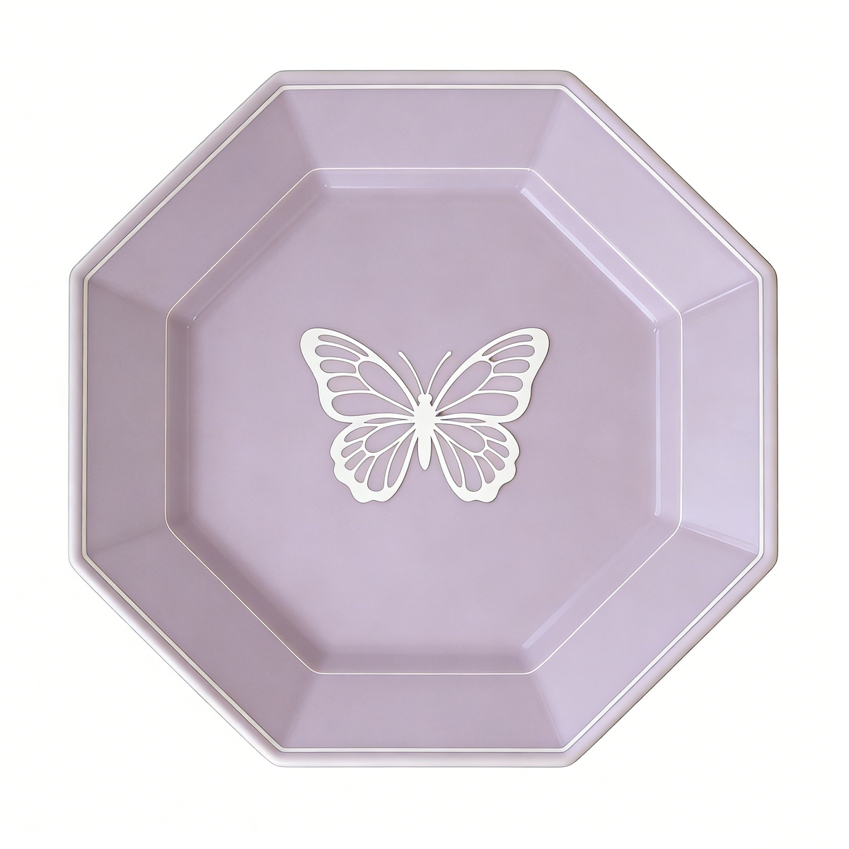 Elegant Lavender Butterfly Octagon Plate