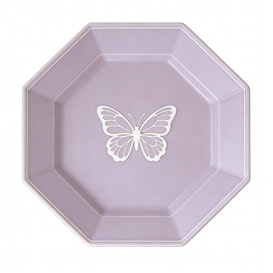 Elegant Lavender Butterfly Octagon Plate