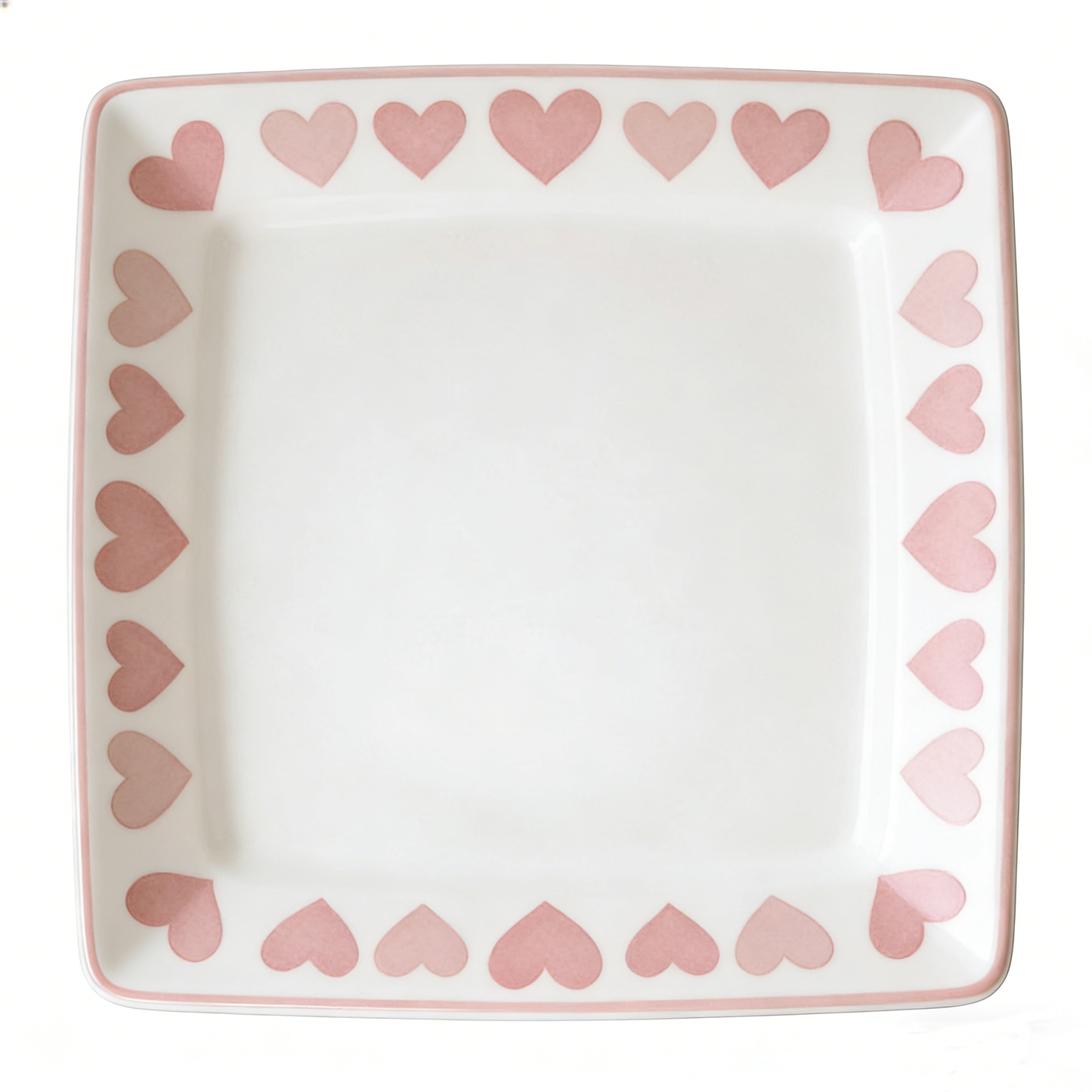 Sweet Pink Heart Square Ceramic Plate