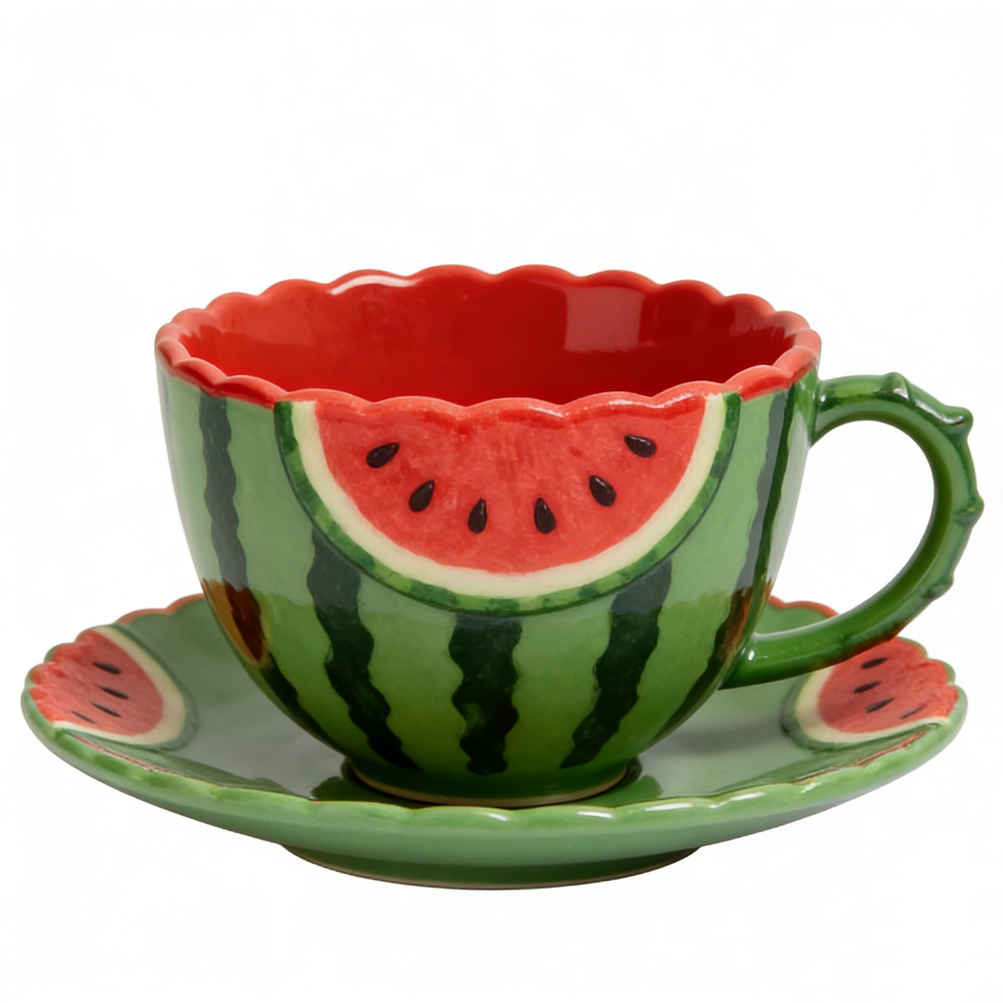 3D Watermelon Ceramic Cup & Saucer