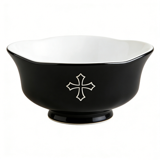 Black Cross Scallop Ceramic Bowl