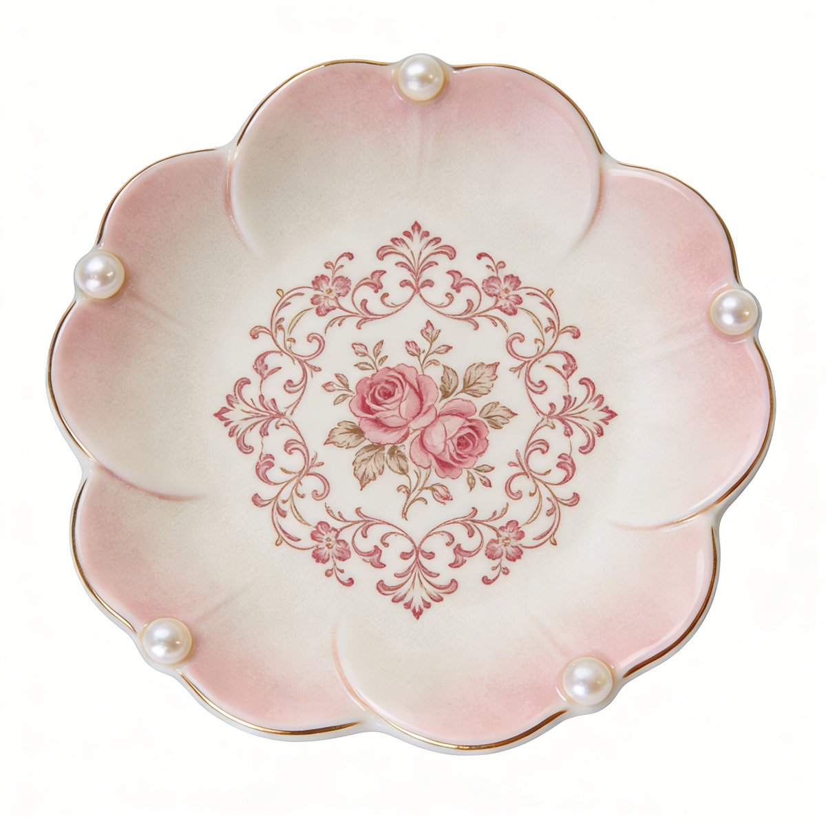 Luxury Vintage Rose Pearl Plate