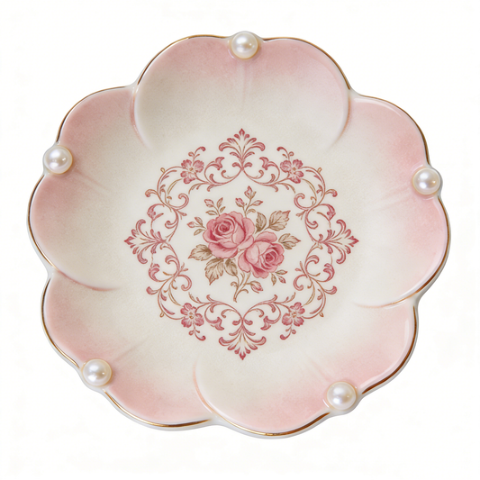 Luxury Vintage Rose Pearl Plate