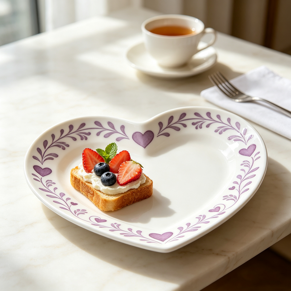 Romantic Purple Heart Ceramic Plate