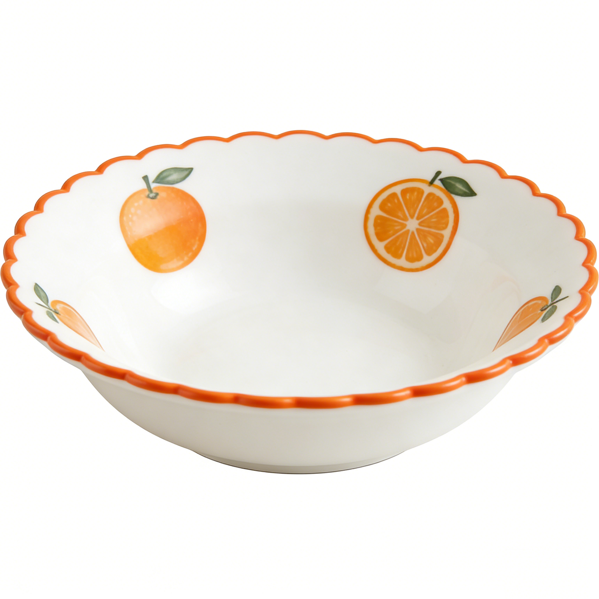 Orange Fruit Scallop Ceramic Bowl