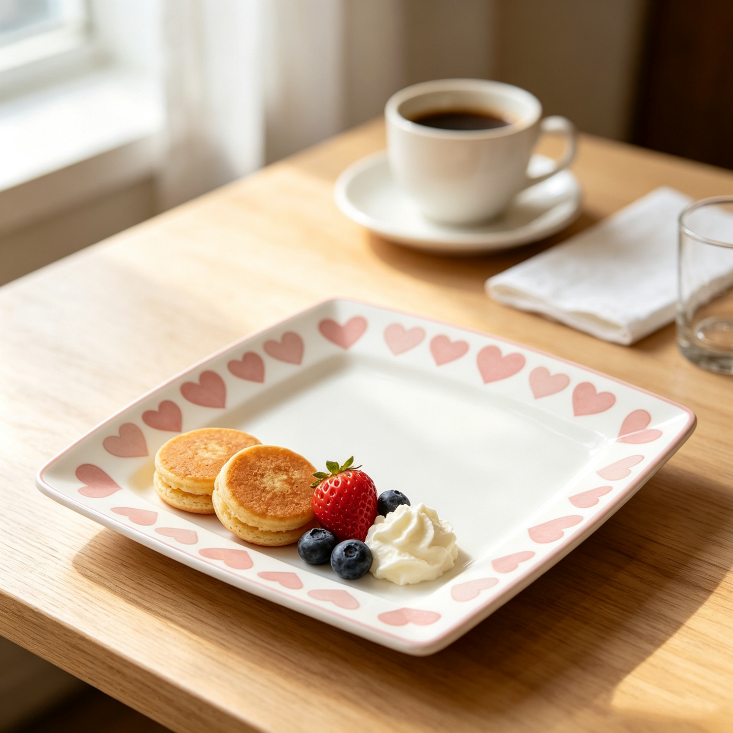 Sweet Pink Heart Square Ceramic Plate