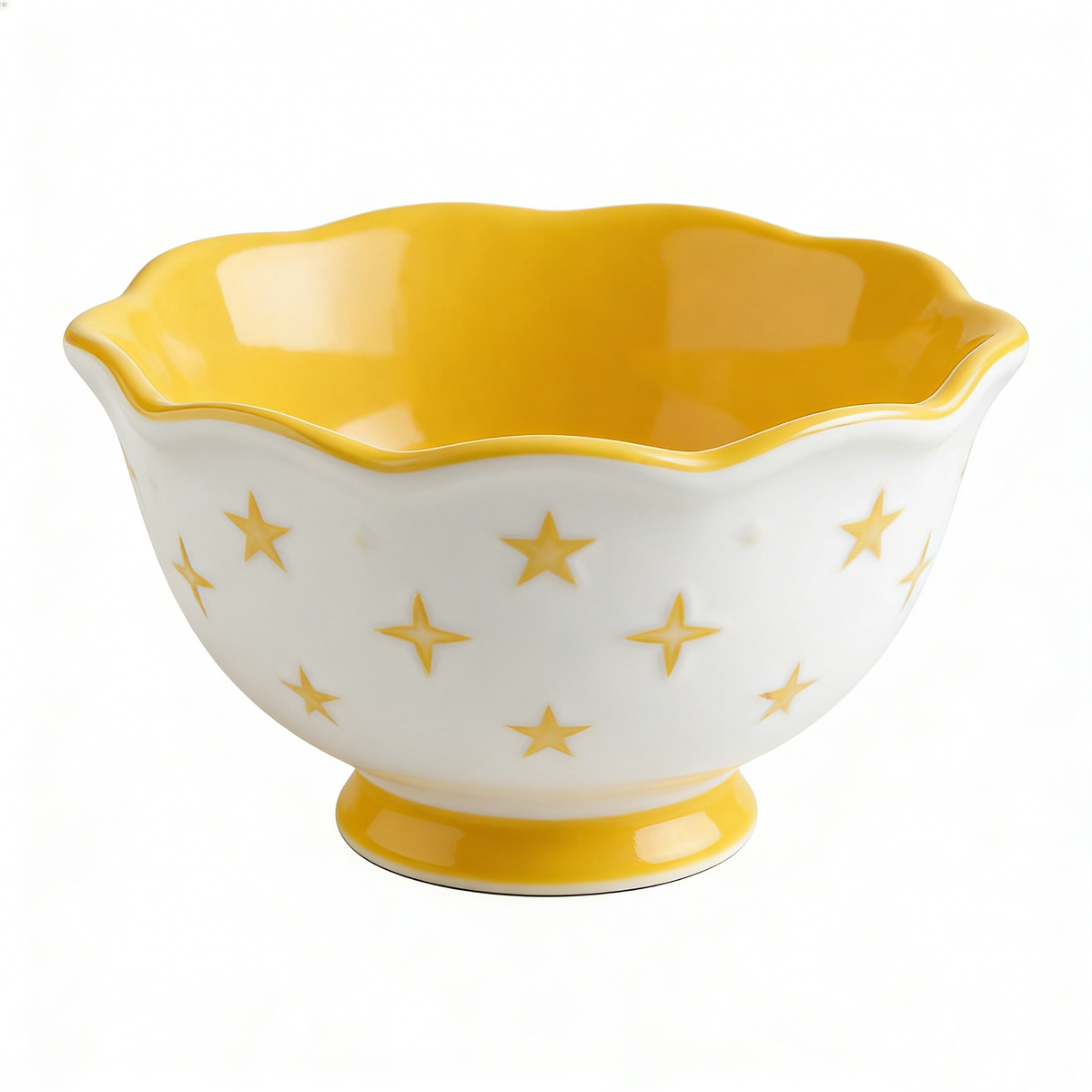 Yellow Star Scallop Ceramic Bowl