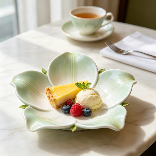 Fresh Green Lotus Flower Plate