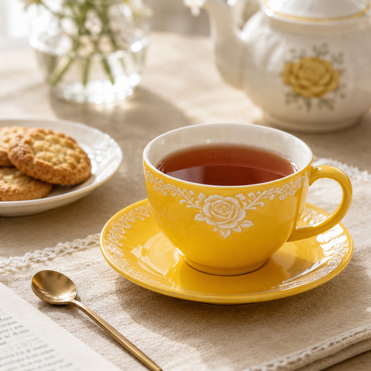 Yellow Rose Ceramic Cup & Saucer